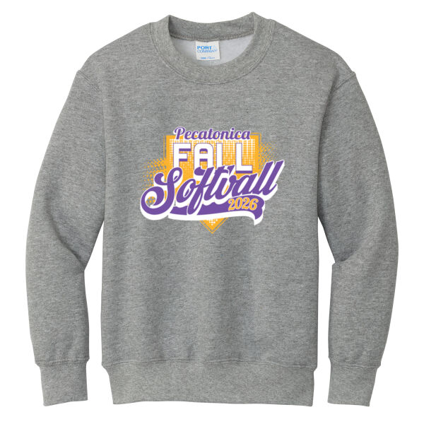 Pecatonica Fall Softball 2026 Logo 1 - Youth Core Fleece Crewneck Sweatshirt Thumbnail