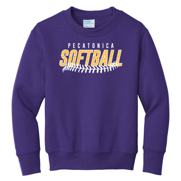 Pecatonica Fall Softball 2026 Logo 2 - Youth Core Fleece Crewneck Sweatshirt Thumbnail