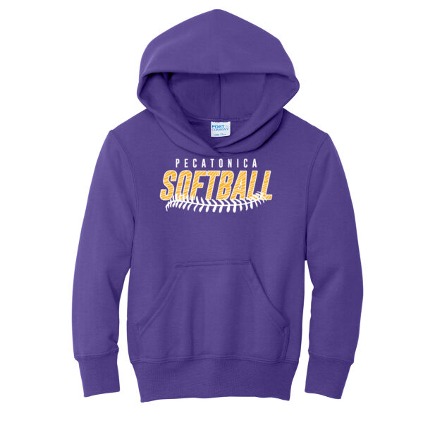 Pecatonica Fall Softball 2026 Logo 2 - Youth Core Fleece Pullover Hooded Sweatshirt Thumbnail